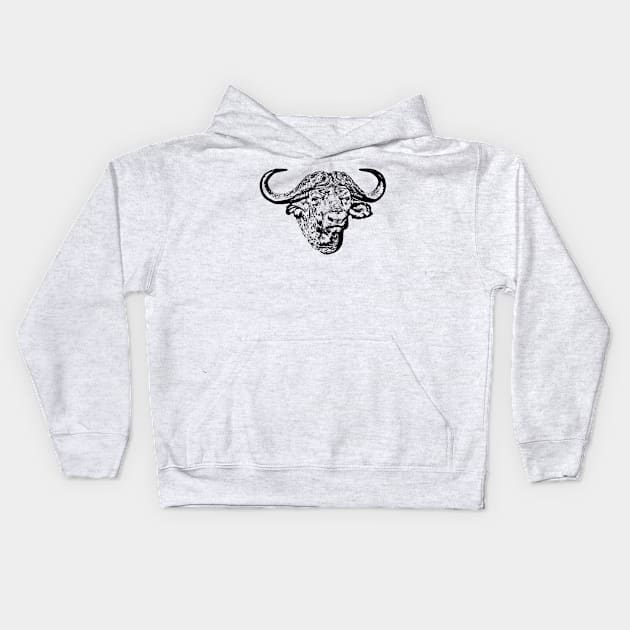 African buffalo Kids Hoodie by Guardi